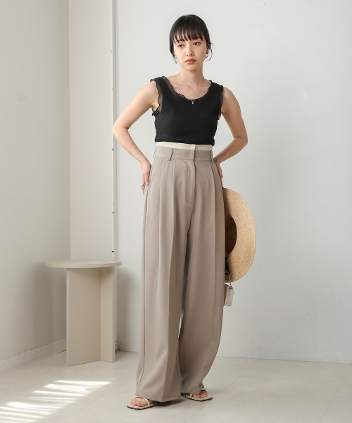 Bab（バブ）の「シアーラインタンクトップ（タンクトップ・レディース・ホワイト系その他/ブラック/グレイッシュベージュ/ブルー・FREE）」の14枚目の写真