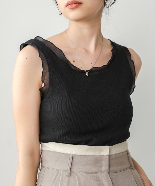 Bab（バブ）の「シアーラインタンクトップ（タンクトップ・レディース・ホワイト系その他/ブラック/グレイッシュベージュ/ブルー・FREE）」の15枚目の写真