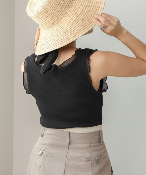 Bab（バブ）の「シアーラインタンクトップ（タンクトップ・レディース・ホワイト系その他/ブラック/グレイッシュベージュ/ブルー・FREE）」の18枚目の写真