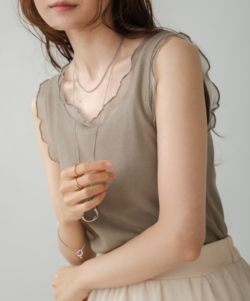 Bab（バブ）の「シアーラインタンクトップ（タンクトップ・レディース・ホワイト系その他/ブラック/グレイッシュベージュ/ブルー・FREE）」の21枚目の写真