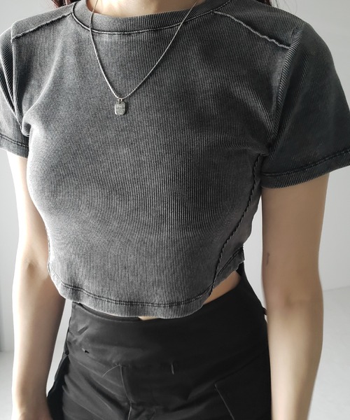 me+em select（ミームセレクト）の「ヴィンテージショートリブＴシャツ ／ vintage short  lib T-shirt（Tシャツ/カットソー・レディース・ブラック・FREE）」の3枚目の写真