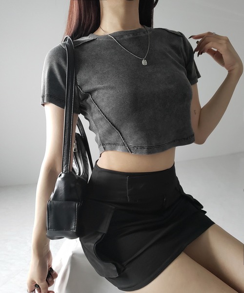 me+em select（ミームセレクト）の「ヴィンテージショートリブＴシャツ ／ vintage short  lib T-shirt（Tシャツ/カットソー・レディース・ブラック・FREE）」の5枚目の写真