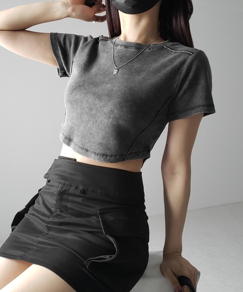 me+em select（ミームセレクト）の「ヴィンテージショートリブＴシャツ ／ vintage short  lib T-shirt（Tシャツ/カットソー・レディース・ブラック・FREE）」の7枚目の写真