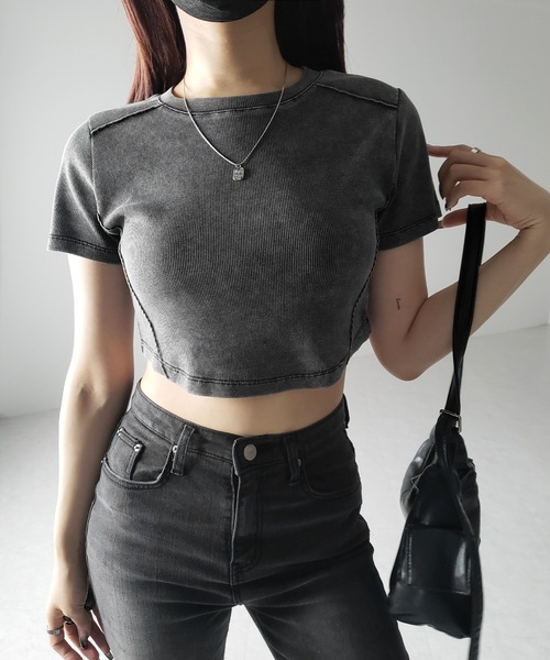 me+em select（ミームセレクト）の「ヴィンテージショートリブＴシャツ ／ vintage short  lib T-shirt（Tシャツ/カットソー・レディース・ブラック・FREE）」の10枚目の写真