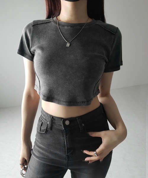 me+em select（ミームセレクト）の「ヴィンテージショートリブＴシャツ ／ vintage short  lib T-shirt（Tシャツ/カットソー・レディース・ブラック・FREE）」の12枚目の写真