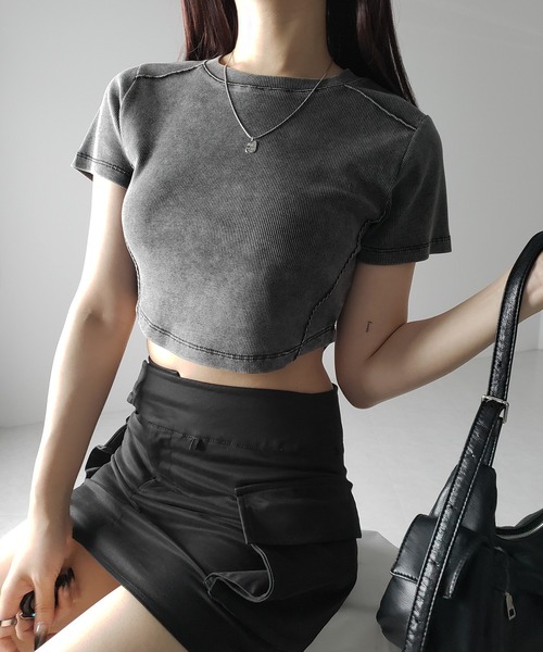 me+em select（ミームセレクト）の「ヴィンテージショートリブＴシャツ ／ vintage short  lib T-shirt（Tシャツ/カットソー・レディース・ブラック・FREE）」の4枚目の写真