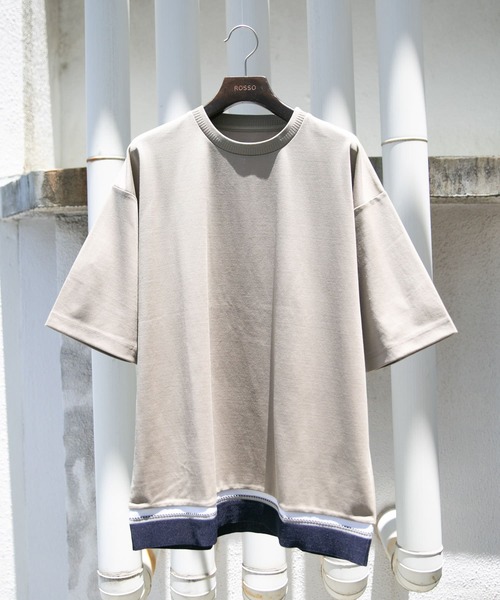URBAN RESEARCH ROSSO MEN（アーバンリサーチロッソメン）の「『XLサイズあり』『WEB限定』ニットドッキングポンチTシャツ（Tシャツ/カットソー・メンズ・ブラック/ベージュ/ホワイト・X-LARGE/LARGE/MEDIUM/SMALL）」の3枚目の写真