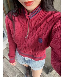 EVRIS | 【ショート丈】ケーブルSUNNYハーフジップニット(ニット/セーター)