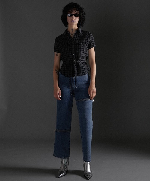 PRANK PROJECT（プランクプロジェクト）の「ウーリーチェックウエスタンシャツ / Wooly Check Western Shirt（シャツ/ブラウス・レディース・ベージュ/チャコールグレー・FREE）」の7枚目の写真