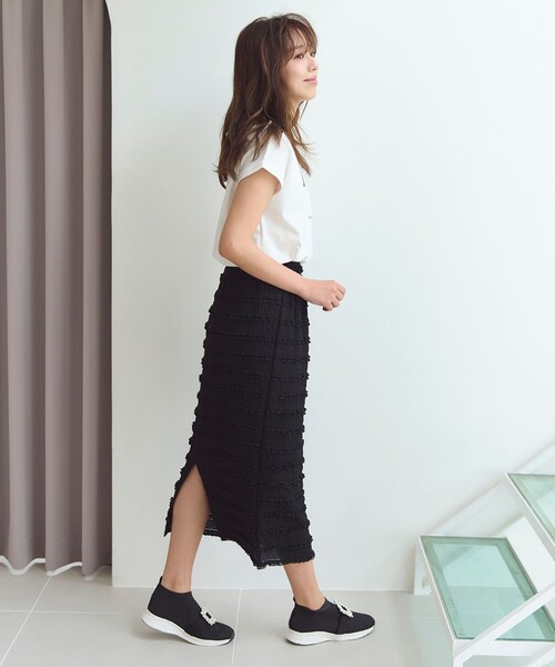 Feroux(フェルゥ)の「【洗える】カットフリルIラインスカート(スカート・レディース・ホワイト系/ブラック系・F)」の4枚目の写真