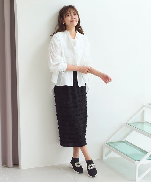 Feroux(フェルゥ)の「【洗える】カットフリルIラインスカート(スカート・レディース・ホワイト系/ブラック系・F)」の6枚目の写真