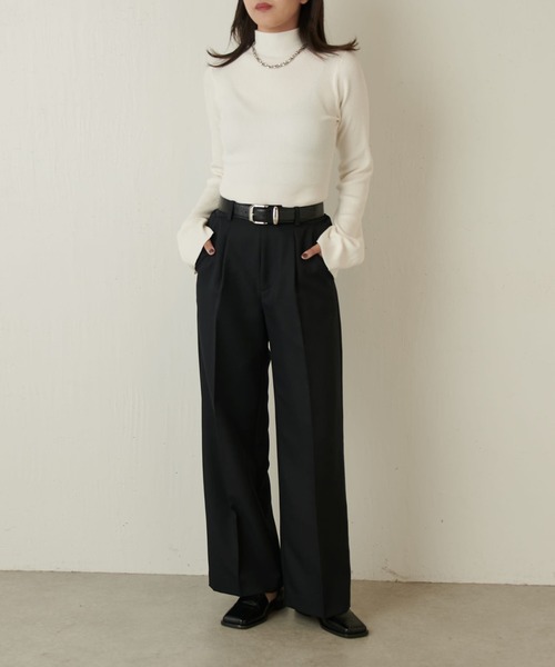 Lui's（ルイス）の「フレアスリーブタートルネックニット（ニット/セーター・レディース・チャコールグレー/ホワイト/ブラック・FREE）」の8枚目の写真