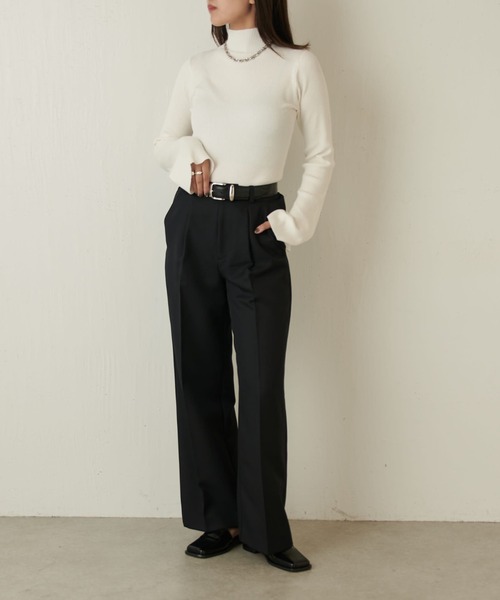 Lui's（ルイス）の「フレアスリーブタートルネックニット（ニット/セーター・レディース・チャコールグレー/ホワイト/ブラック・FREE）」の11枚目の写真