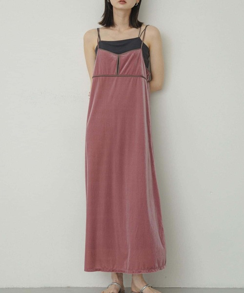 セール】フロントスリットベロアキャミワンピース（ワンピース