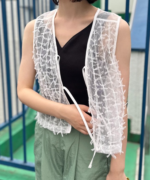 美品 Rossa インポートローサ レース メッシュ シアーベスト ジレ 美品 Rossa インポートローサ レース メッシュ シアーベスト