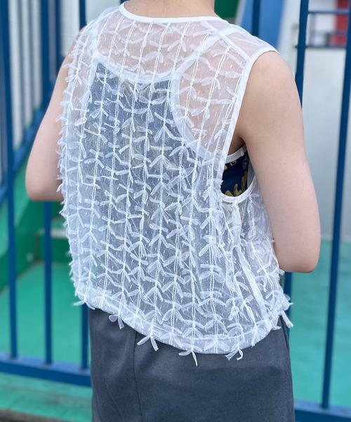 美品 Rossa インポートローサ レース メッシュ シアーベスト ジレ 刺繍レース シアーベスト – hellam