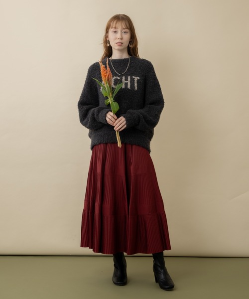 CLOCHE（クロシェ）の「cloche 柔暖ブークレーロゴニット（ニット/セーター・レディース・チャコールグレー/ブルー/ベージュ・FREE）」の4枚目の写真