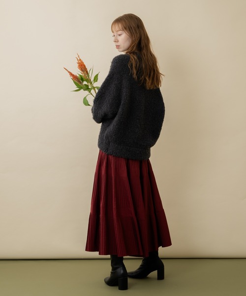 CLOCHE（クロシェ）の「cloche 柔暖ブークレーロゴニット（ニット/セーター・レディース・チャコールグレー/ブルー/ベージュ・FREE）」の6枚目の写真