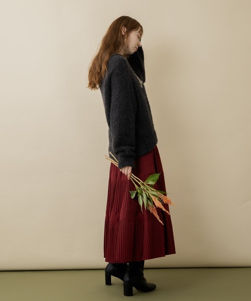 CLOCHE（クロシェ）の「cloche 柔暖ブークレーロゴニット（ニット/セーター・レディース・チャコールグレー/ブルー/ベージュ・FREE）」の7枚目の写真