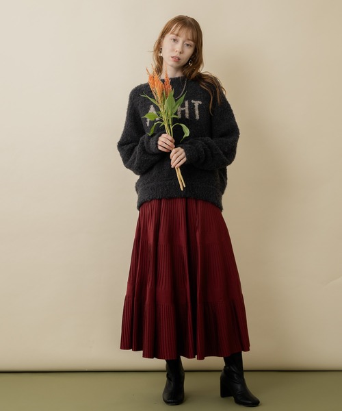 CLOCHE（クロシェ）の「cloche 柔暖ブークレーロゴニット（ニット/セーター・レディース・チャコールグレー/ブルー/ベージュ・FREE）」の9枚目の写真