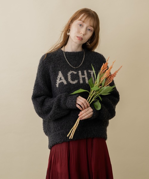 CLOCHE（クロシェ）の「cloche 柔暖ブークレーロゴニット（ニット/セーター・レディース・チャコールグレー/ブルー/ベージュ・FREE）」の11枚目の写真