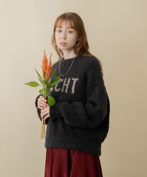 CLOCHE（クロシェ）の「cloche 柔暖ブークレーロゴニット（ニット/セーター・レディース・チャコールグレー/ブルー/ベージュ・FREE）」の13枚目の写真