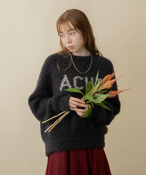 CLOCHE（クロシェ）の「cloche 柔暖ブークレーロゴニット（ニット/セーター・レディース・チャコールグレー/ブルー/ベージュ・FREE）」の15枚目の写真