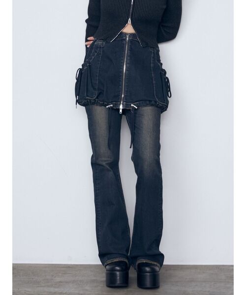 EMODA(エモダ)の「レイヤージャストウエストフレアージーンズ(デニムパンツ・レディース・インディゴブルー/ライトブルー/ブラック・MEDIUM/SMALL)」の20枚目の写真