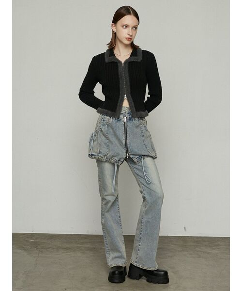 EMODA(エモダ)の「レイヤージャストウエストフレアージーンズ(デニムパンツ・レディース・インディゴブルー/ライトブルー/ブラック・MEDIUM/SMALL)」の21枚目の写真