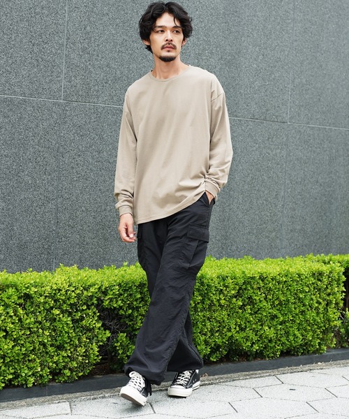 jiggys shop(ジギーズショップ)の「ルーズフィットクルーネック長袖ロンTカットソー(Tシャツ/カットソー・メンズ・ブラック/ブラウン系その他/ホワイト/パープル系その他/マスタード/ブルー系その他・MEDIUM/LARGE/X-LARGE)」の8枚目の写真