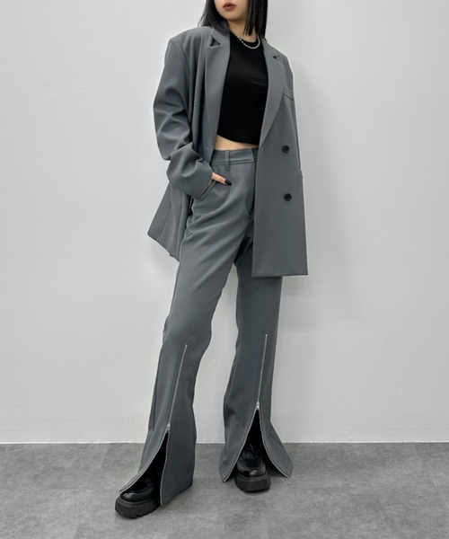 LVEU.(ラブユ.)の「【LVEU.】センタージップフレアパンツ / ボトムス パンツ スラックス ファスナー センタージップ フレアパンツ モノトーン モード ブラック グレー(スラックス・レディース・ブラック/グレー・FREE)」の19枚目の写真