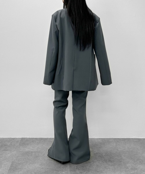 LVEU.(ラブユ.)の「【LVEU.】センタージップフレアパンツ / ボトムス パンツ スラックス ファスナー センタージップ フレアパンツ モノトーン モード ブラック グレー(スラックス・レディース・ブラック/グレー・FREE)」の18枚目の写真