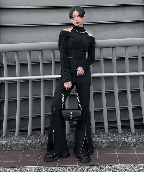 SUKALA】フレアリブパンツ ブラックL 新品未開封 SUKALA】フレア