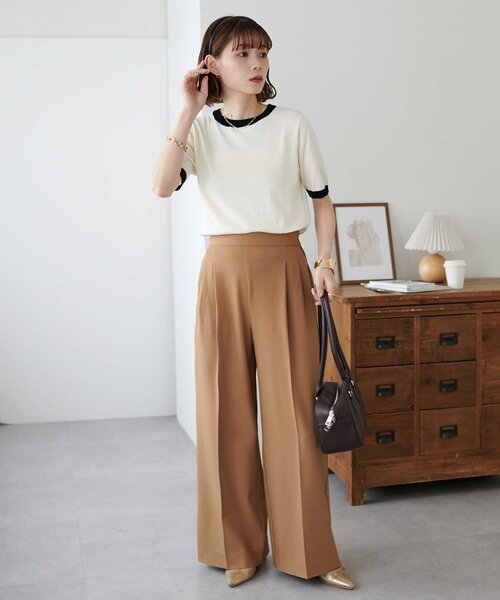 DISCOAT（ディスコート）の「【WEB限定】配色半袖プルオーバー（ニット/セーター・レディース・グレー/アイボリー/ブラック/ネイビー/オレンジ/ブラウン/グレー系その他/グレイッシュベージュ・FREE）」の10枚目の写真