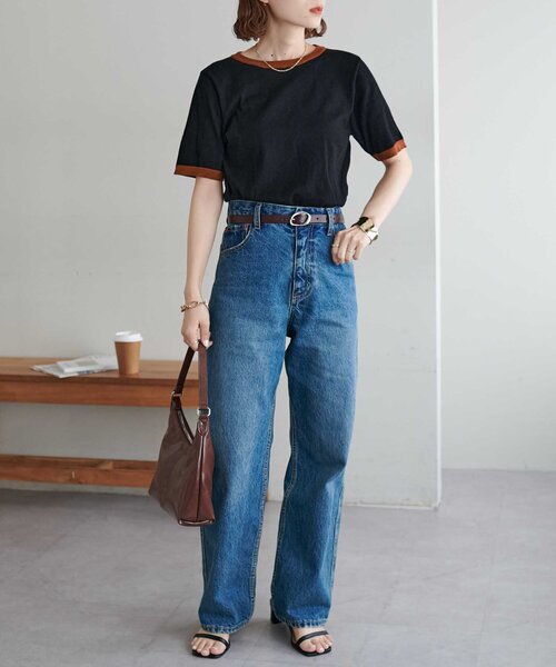 DISCOAT（ディスコート）の「【WEB限定】配色半袖プルオーバー（ニット/セーター・レディース・グレー/アイボリー/ブラック/ネイビー/オレンジ/ブラウン/グレー系その他/グレイッシュベージュ・FREE）」の20枚目の写真