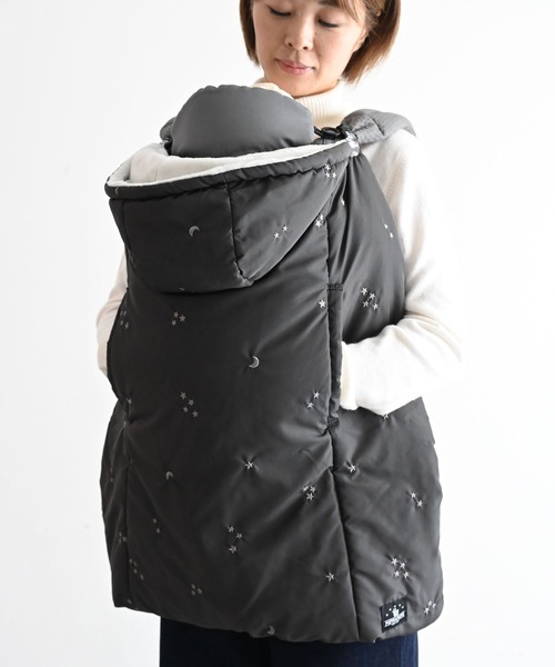 PUPPAPUPO(プッパプーポ)の「防寒ケープ 吸湿発熱(抱っこ紐/ベルトカバー/スリング・キッズ・ブラック/ベージュ・FREE)」の2枚目の写真