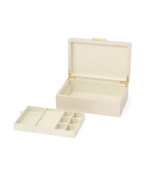 セール】ラッカー ストライプ ジュエリーボックス L ピンク（収納