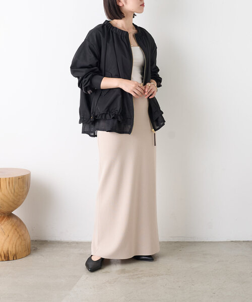 Jena espace merveilleux（ジェナ　エスパスメルヴェイユ）の「裾シアーバックラインブルゾン（ブルゾン・レディース・ベージュ/ブラック・FREE）」の9枚目の写真