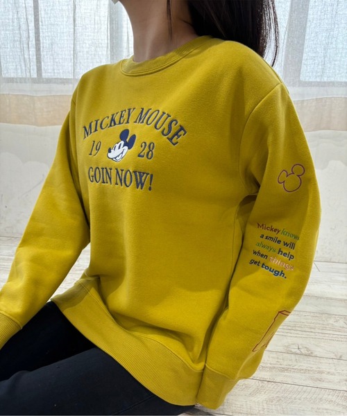 Disney(ディズニー)の「【DISNEY/ディズニー】裏起毛 総刺繍トレーナー ミッキーマウス(スウェット・レディース・ブラック/パープル/マスタード/ダークグリーン・L/M)」の14枚目の写真
