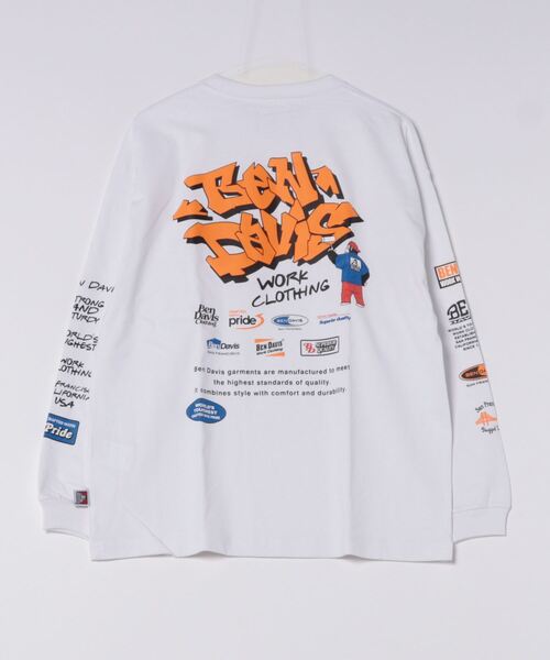 Right-on（ライトオン）の「【BEN DAVIS】別注 グラフィックロンT（Tシャツ/カットソー・メンズ・ホワイト/ブラック・M/L/XL）」の4枚目の写真