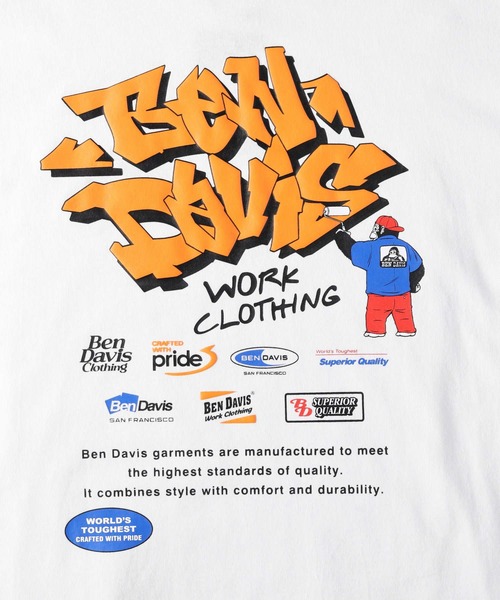 Right-on（ライトオン）の「【BEN DAVIS】別注 グラフィックロンT（Tシャツ/カットソー・メンズ・ホワイト/ブラック・M/L/XL）」の9枚目の写真