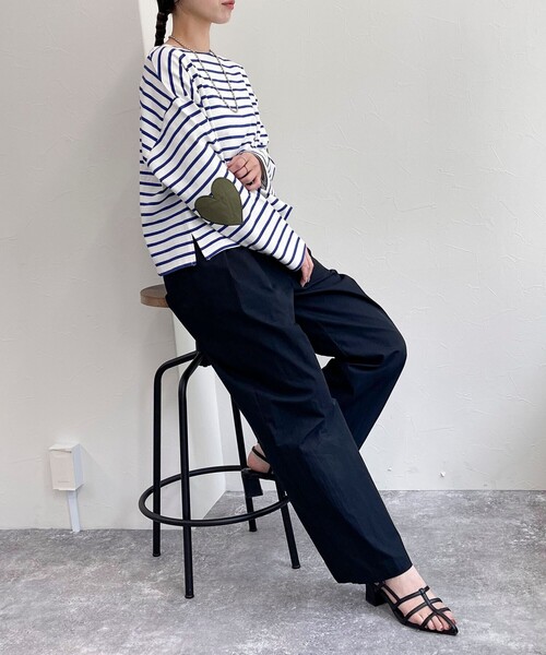 fredy emue（フレディエミュ）の「ボーダーハートパッチクロップドロンTシャツ（Tシャツ/カットソー・レディース・ピンク系その他/ホワイト系その他/ブラック系その他/ホワイト系その他2・38）」の7枚目の写真