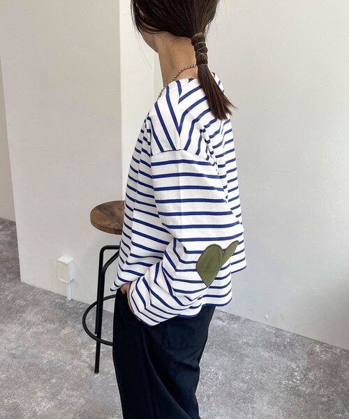 fredy emue（フレディエミュ）の「ボーダーハートパッチクロップドロンTシャツ（Tシャツ/カットソー・レディース・ピンク系その他/ホワイト系その他/ブラック系その他/ホワイト系その他2・38）」の12枚目の写真