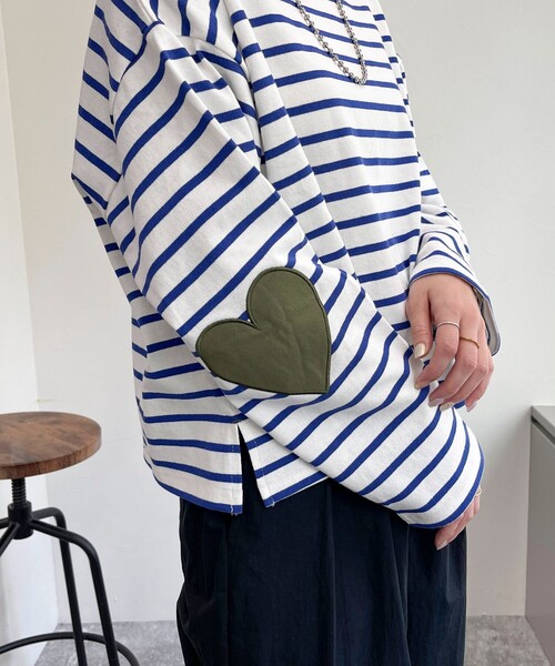 fredy emue（フレディエミュ）の「ボーダーハートパッチクロップドロンTシャツ（Tシャツ/カットソー・レディース・ピンク系その他/ホワイト系その他/ブラック系その他/ホワイト系その他2・38）」の15枚目の写真