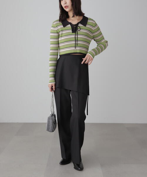 FREE'S MART（フリーズマート）の「マルチボーダーレースアップニット（ニット/セーター・レディース・ブルー/ブラック・FREE）」の6枚目の写真