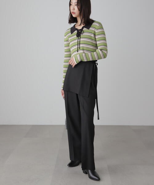 FREE'S MART（フリーズマート）の「マルチボーダーレースアップニット（ニット/セーター・レディース・ブルー/ブラック・FREE）」の7枚目の写真