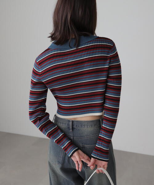 FREE'S MART（フリーズマート）の「マルチボーダーレースアップニット（ニット/セーター・レディース・ブルー/ブラック・FREE）」の12枚目の写真