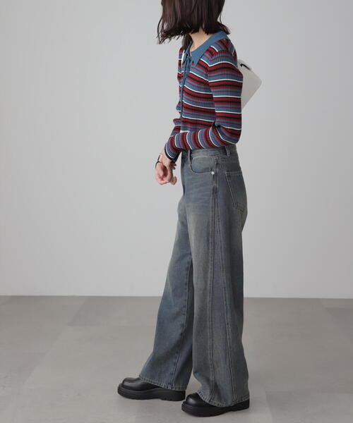 FREE'S MART（フリーズマート）の「マルチボーダーレースアップニット（ニット/セーター・レディース・ブルー/ブラック・FREE）」の14枚目の写真