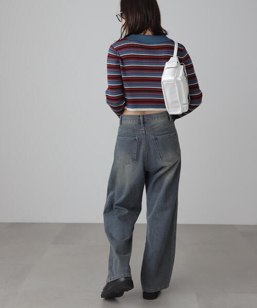 FREE'S MART（フリーズマート）の「マルチボーダーレースアップニット（ニット/セーター・レディース・ブルー/ブラック・FREE）」の15枚目の写真