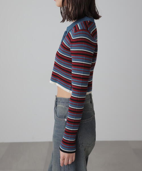 FREE'S MART（フリーズマート）の「マルチボーダーレースアップニット（ニット/セーター・レディース・ブルー/ブラック・FREE）」の17枚目の写真